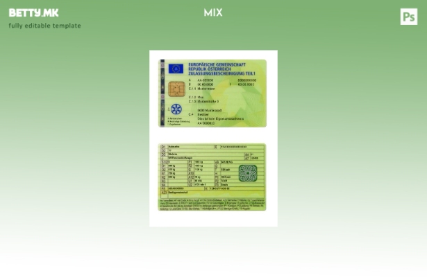 Шаблон за дел од сертификатот за регистрација на возило во Австрија во модерен с